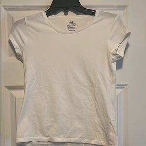 H&M White Fitted Cap Sleeve T-Shirt